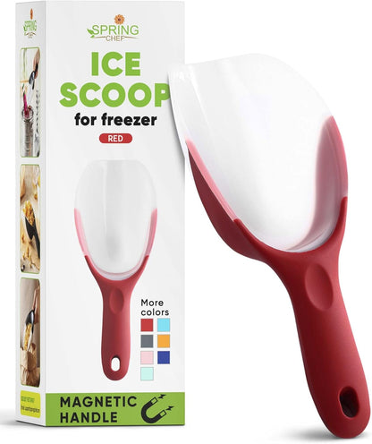 Spring Chef Dog Food Scoop, Contoured Translucent Flexi-Plastic Pet Food Scooper with Soft Grip Handle, Kitchen Magnetic Ice Scoop for Freezer, Ice Machine, Popcorn, Flour, Coffee Bean - Mint