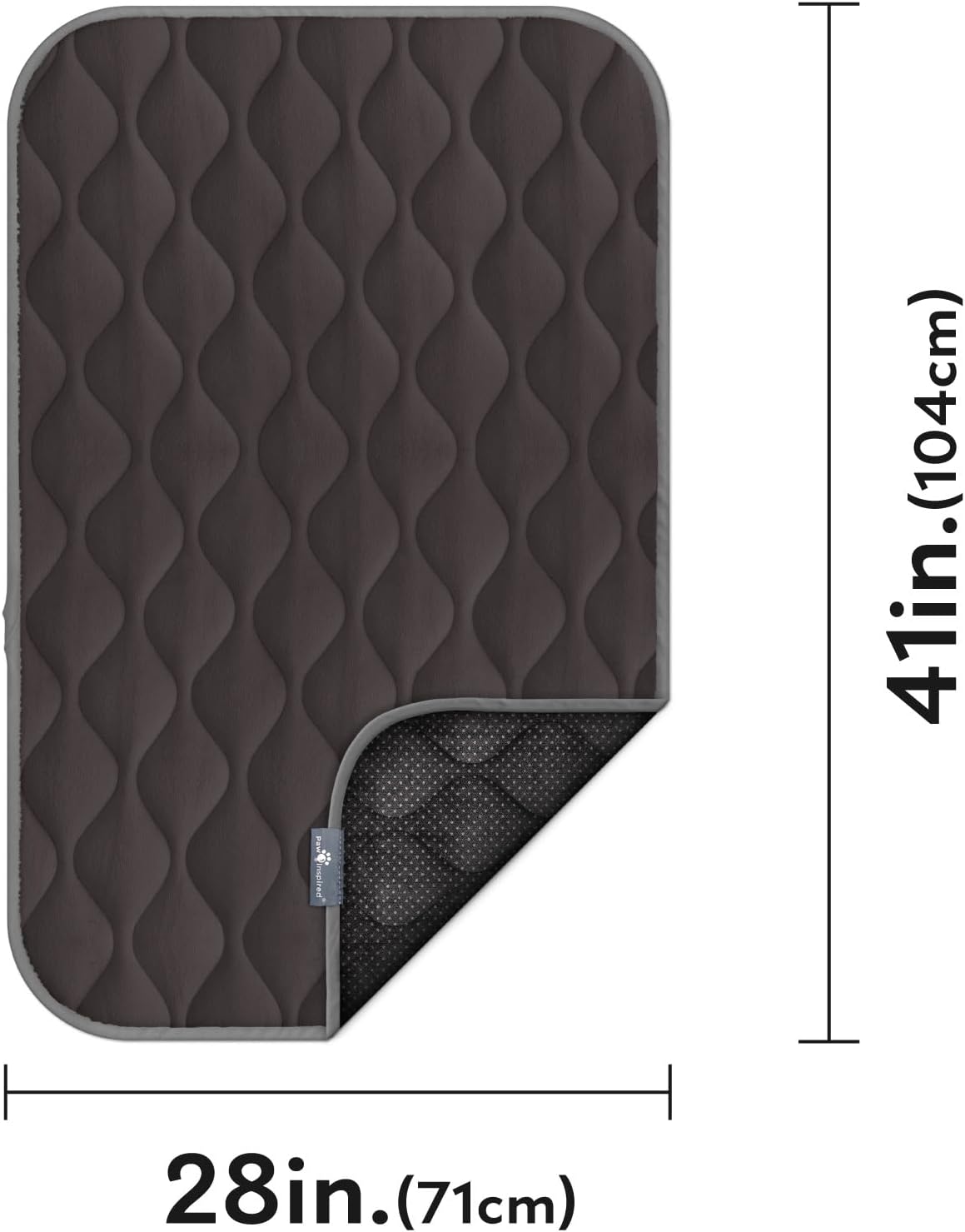 Paw Inspired Washable Padded Crate Mats for Dogs | 29” x 18” Pad, Fits 30-inch Kennels | Leakproof, Waterproof Bottom, Plush Pet Beds (Gray)