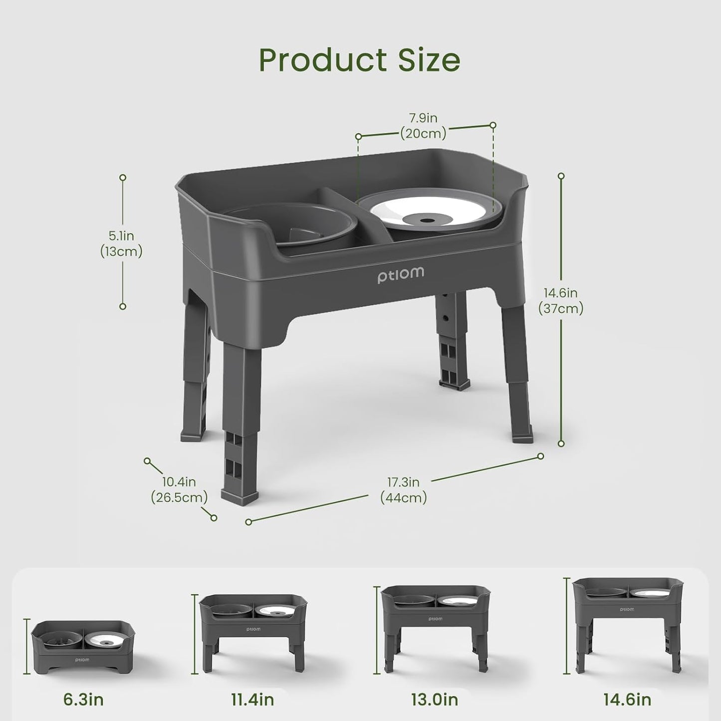 KPWACD 3-in-1 Elevated Dog Bowls Mess Proof Raised Slow Feeder Dog Bowls, 4 Height Adjustable Stand Licking Plate with 2 56oz Stainless Steel Doggy Food Dish for Small Medium Large Pets