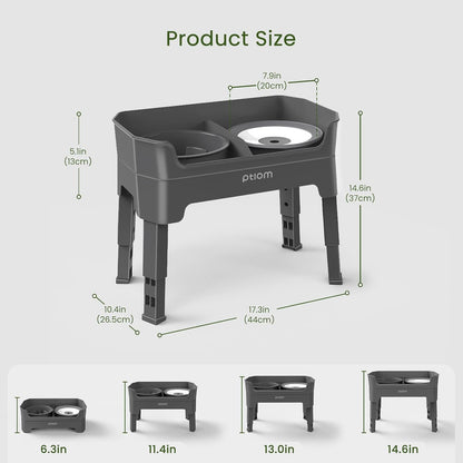 KPWACD 3-in-1 Elevated Dog Bowls Mess Proof Raised Slow Feeder Dog Bowls, 4 Height Adjustable Stand Licking Plate with 2 56oz Stainless Steel Doggy Food Dish for Small Medium Large Pets