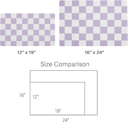 Checkered Dog Feeding Mat, Absorbent Mats for Dog Food and Water Bowl, Dispenser, Retro Aesthetic Khaki Beige Checkerboard Pet Placemat for Dogs, Cats, Puppy Accessories, 12" X 19”