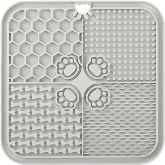 Dog Lick Mat, 3Pack Dog Slow Feeder, Non-Slip Design Lick Mat for Dogs and Cats, Boredom and Anxiety Reducer,Suitable for Treats, Yogurt, Peanut Butter (Grey+Black+SkyBlue)