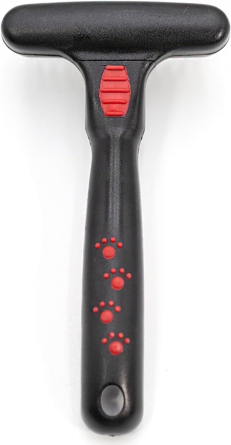 Jeffers Pet Magic Spring Undercoat Rake for Dogs & Cats, Pet Deshedding Brush, Undercoat Hair Removal Rake, Grooming Tool for Detangling, Removing Fur & Mats, Red Black Handle - Single Row 13 Pins