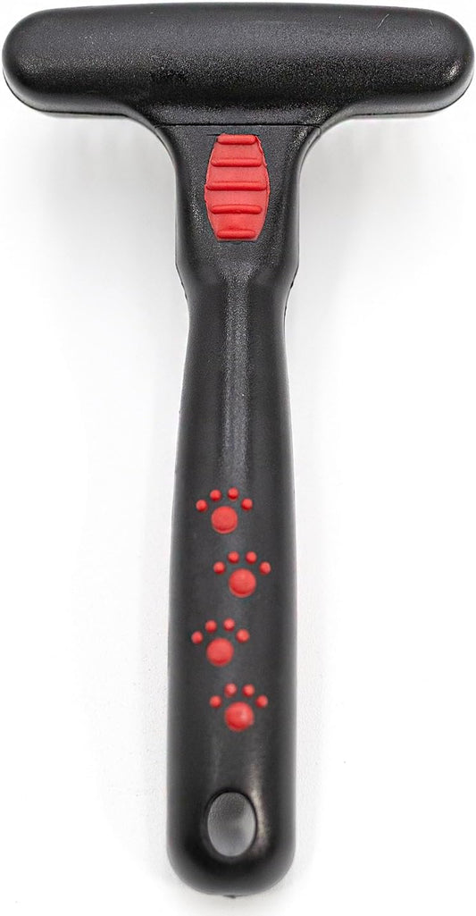 Jeffers Pet Magic Spring Undercoat Rake for Dogs & Cats, Pet Deshedding Brush, Undercoat Hair Removal Rake, Grooming Tool for Detangling, Removing Fur & Mats, Red Black Handle - Single Row 13 Pins