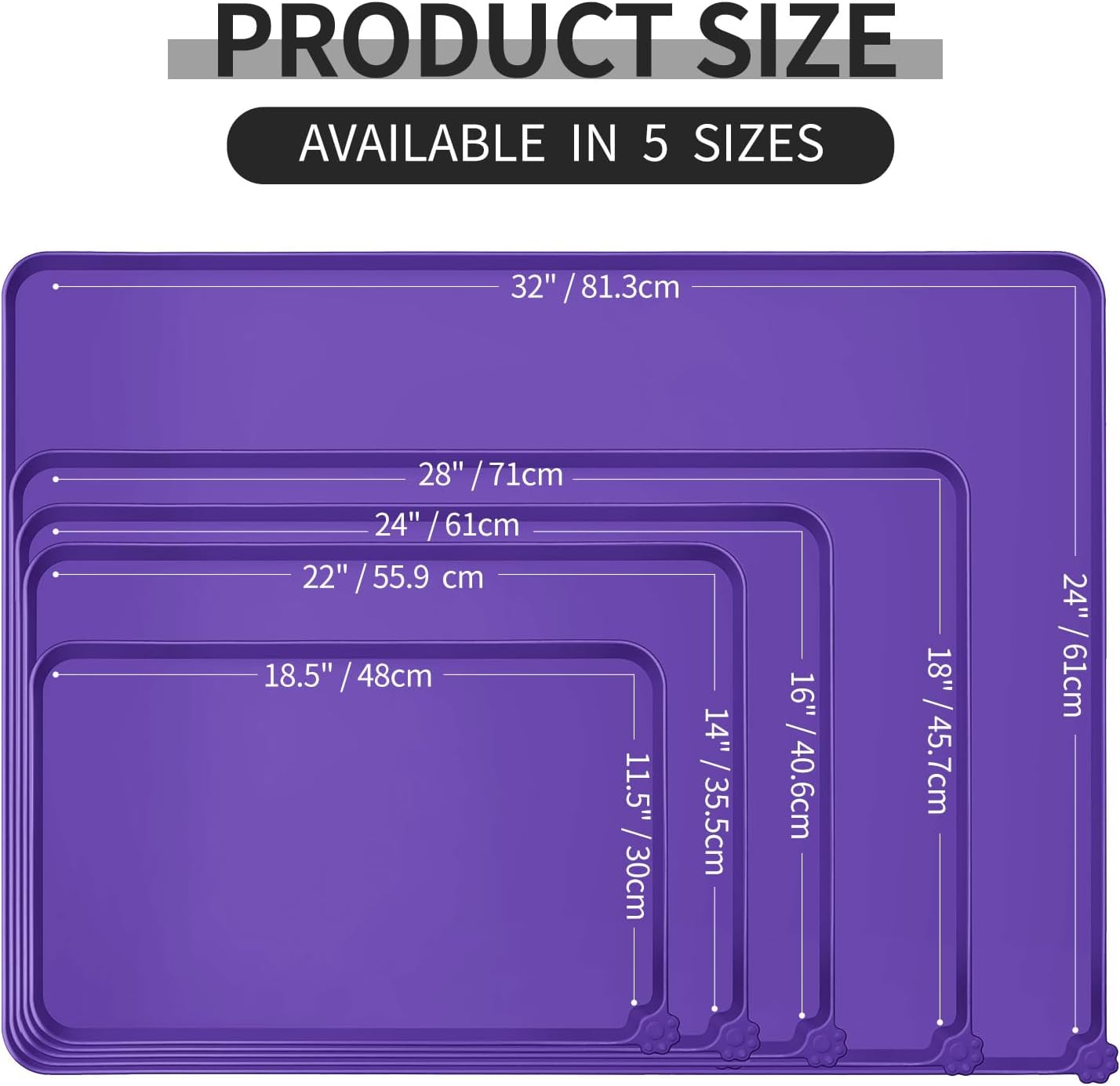 Reopet Waterproof Pet Feeding Mat, Non-Slip Silicone Placemats for Dog Cat Food and Water Bowl, High Raised Edges to Prevent Spills and Protect Floors