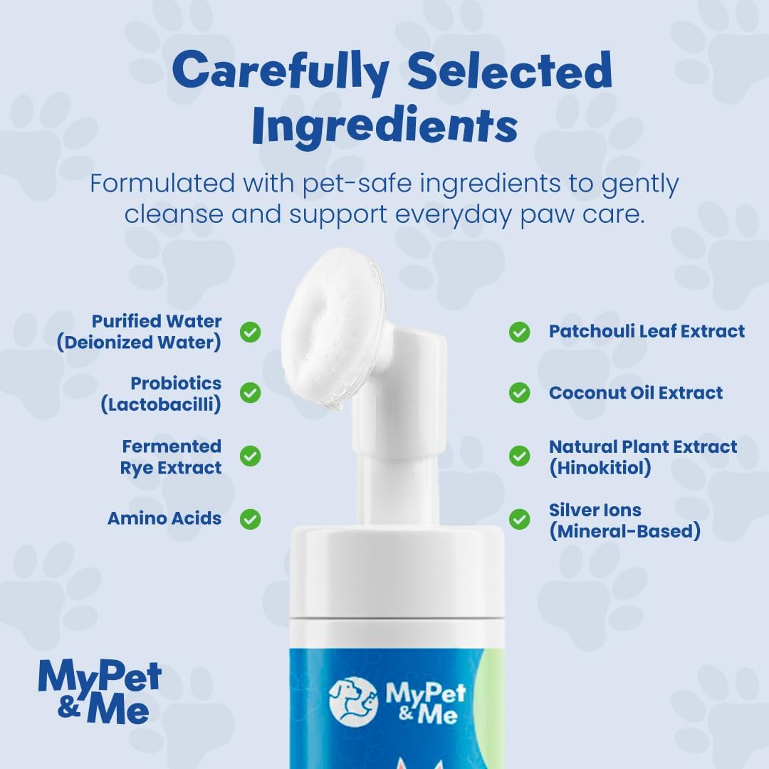 My Pet & Me - Dog Paw Cleaner - Foaming Cleanser for Easy Cleaning - No-Rinse Dog Paw Washer - Gentle Foot Cleaner for Dogs - Paw Wash for Small & Large Dogs - 4.05 oz
