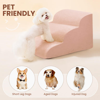Dog Stairs for Small Dogs, 3 Tiers High Density Foam Dog Ramp, Extra Wide Non-Slip Pet Steps for High Beds Or Couch, Soft Foam Doggie Ladder for Dogs Injured, Older Pets, Small Cats