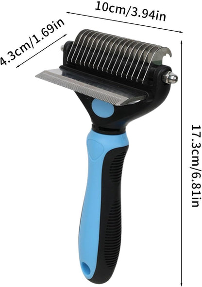Pet Undercoat Rake, Non-Slip Handle, 17.3x10x4.3cm, Pet Grooming Tool, Dog Dematting Comb, Safety Tips Design, for Thick Coat, Puppy and Kitten Grooming