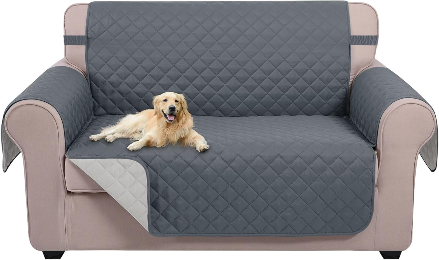 U-NICE HOME Reversible Sofa Cover Washable Couch Cover for Dogs Friendly with Elastic Straps Water Repellent Furniture Protector for 3 Cushion Couch (Sofa, Coffee/Beige) - Colors B