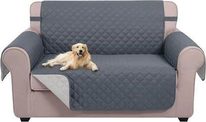 U-NICE HOME Reversible Sofa Cover Washable Couch Cover for Dogs Friendly with Elastic Straps Water Repellent Furniture Protector for 3 Cushion Couch (Sofa, Coffee/Beige) - Colors B