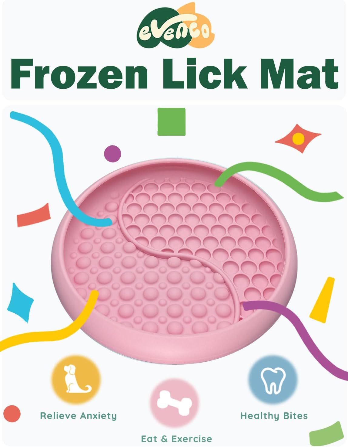Lick Mat for Dogs, Silicone Slow Feeder Licking Mat with Non-Slip Suction Cups, Freeze-Friendly Lick Bowl for Enrichment Play, Anxiety Relief & Keeps Busy (8.0" x 1.4" Light Blue)