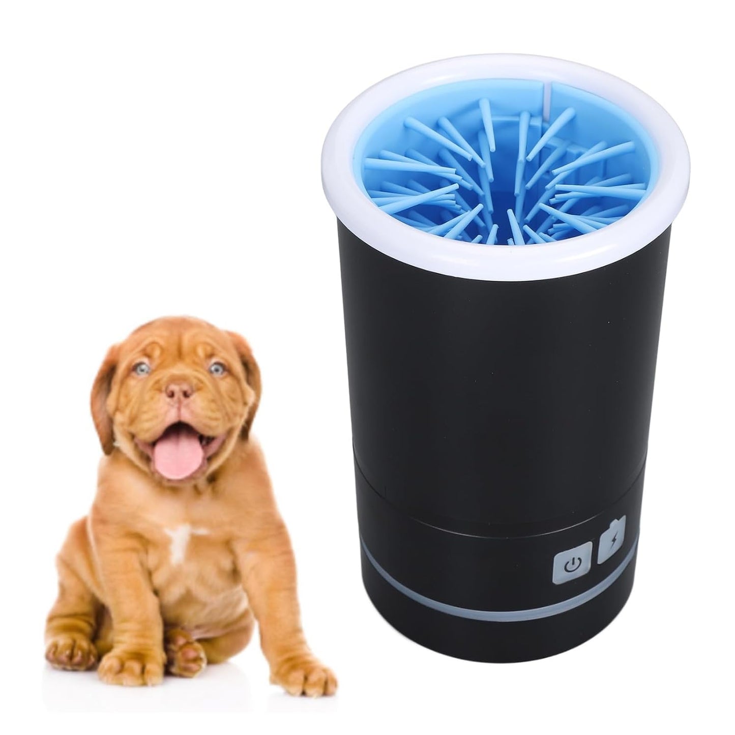 Automatic Dog Cleaner, Soft Electric Washer USB Rechargeable Portable Cleaner Cup, Dog Foot Cleaning Machine for Small to Medium Dogs Cats (White Blue)