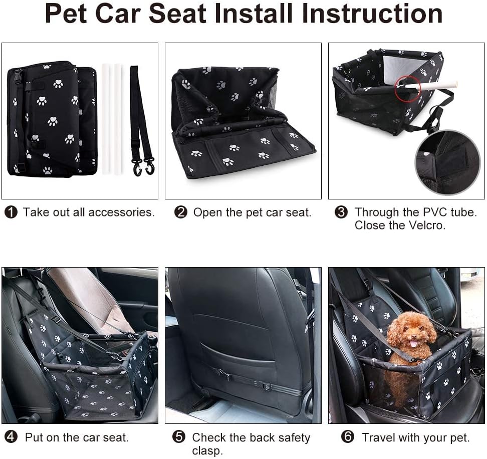 Petbobi Small Dog Car Seat, Dog Car Booster Seat for Small Medium Dogs 5-15 lbs, Foldable Front Seat Safety with Sturdy PVC Tube Frame, Breathable Mesh, Grey