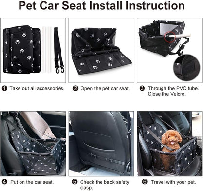Petbobi Small Dog Car Seat, Dog Car Booster Seat for Small Medium Dogs 5-15 lbs, Foldable Front Seat Safety with Sturdy PVC Tube Frame, Breathable Mesh, Grey