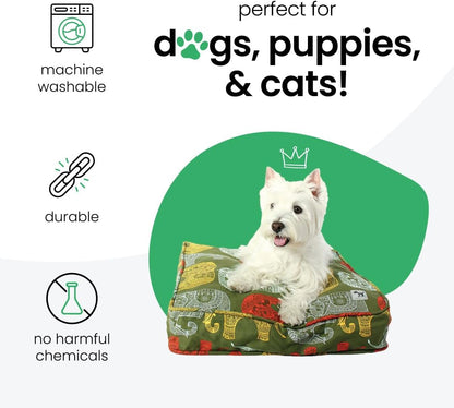 Molly Mutt Medium to Large Dog Bed Cover- Forever Young Print - Measures 27”X36”X5’’ - 100% Cotton - Durable - Breathable - Sustainable - Machine Washable Dog Bed Cover (Dd82b)