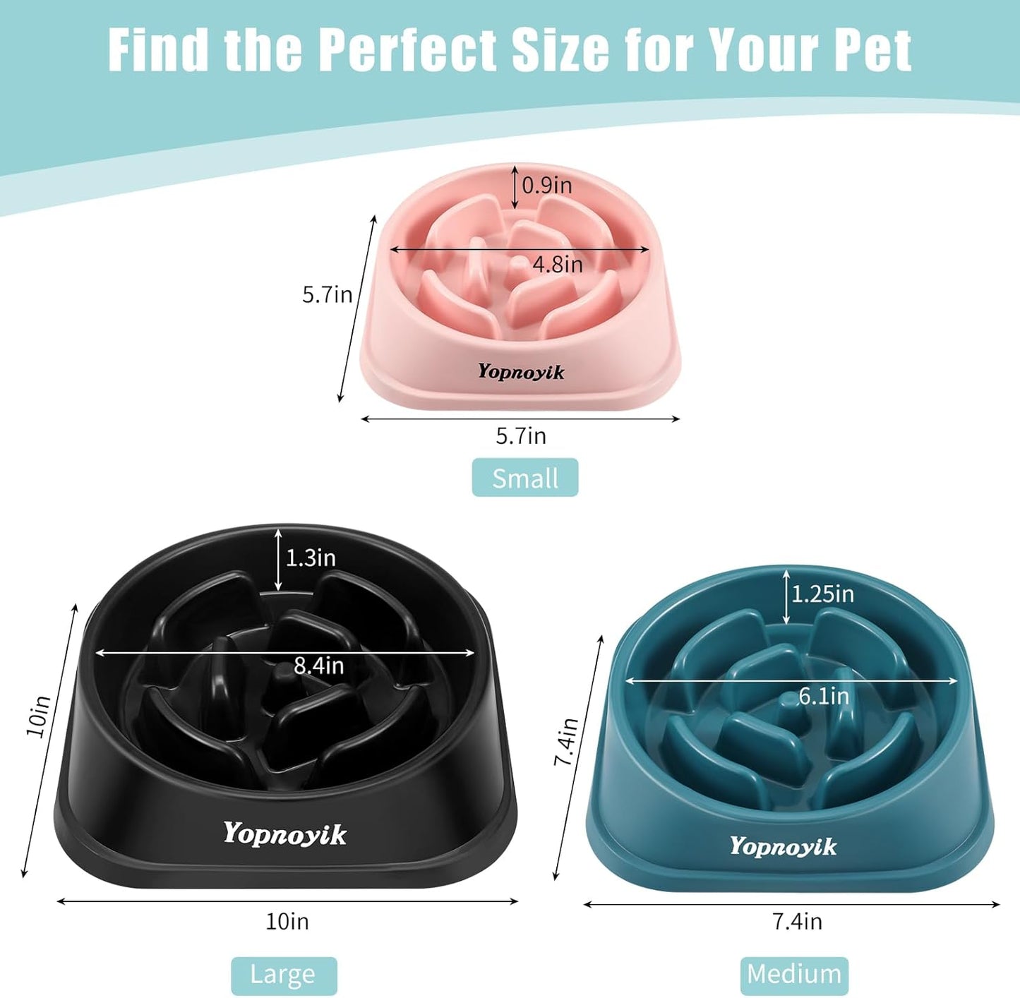 2 Pack Slow Feeder Dog Bowls for Healthy Eating, Non-Slip and Anti-Choking Design, Reduces Bloating & Overeating for Medium Dogs and Cats, Easy to Clean