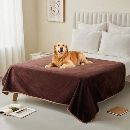 Waterproof Dog Blankets Pet Blanket 50"x60", Soft Fluffy Sofa Car Bed Protector, Reversible Sherpa Fleece Dog Blanket for Large Dogs (Dark Grey-Paws)