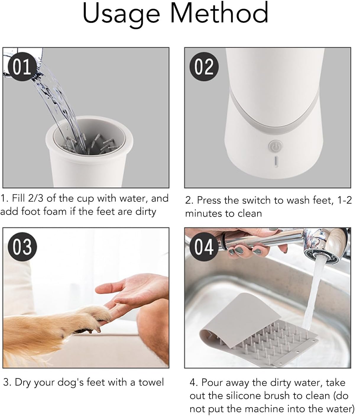 Fockety Automatic Dog Paw Cleaner, USB Electric Paw Washer for Dogs Portable Paw Cleaner Cup, Dog Foot Cleaning Machine for Small and Medium, Large Dogs, Cats