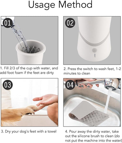 Fockety Automatic Dog Paw Cleaner, USB Electric Paw Washer for Dogs Portable Paw Cleaner Cup, Dog Foot Cleaning Machine for Small and Medium, Large Dogs, Cats