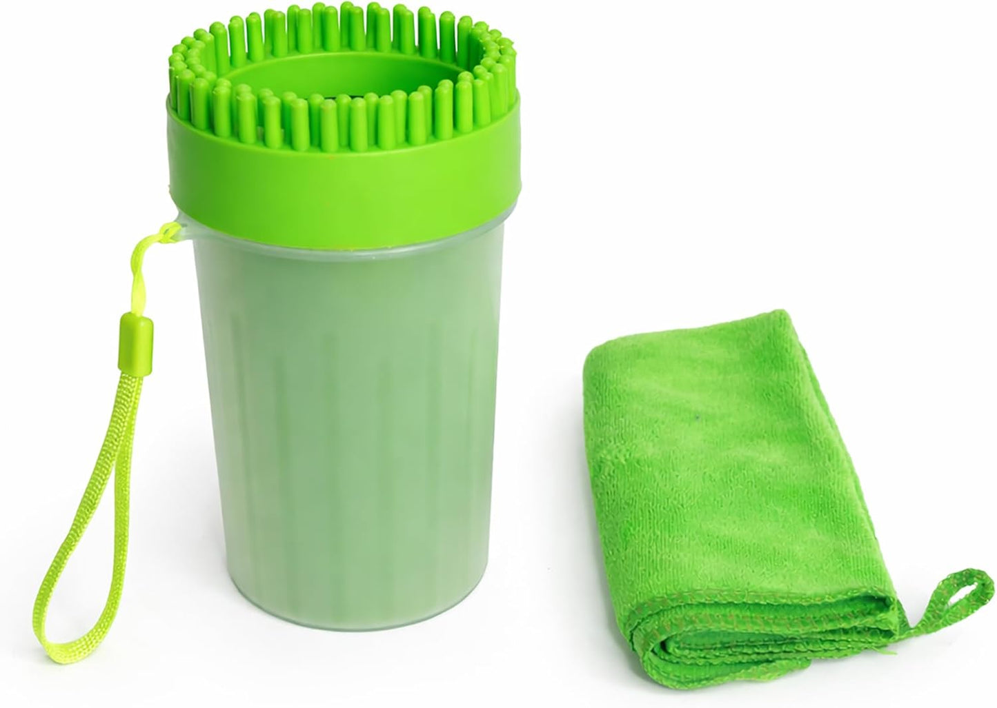 Dog Paw Cleaner Cup with Towel, Pet Paw Cleaner for Dogs & Cats, Portable Muddy Paw Washer with Soft Silicone Bristles, Deep Cleaning Paw Washer Cup (Blue)