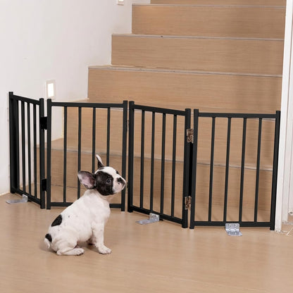 No Pawblems Free Standing Short Dog Gate, 16.5'' Tall Foldable Dog Fence for Indoor & Outdoor, Up to 72 Inch Extra Wide Puppy Gate for Stairs, Hallways, Doorways, Deck, Yard (White, 6 Panels)