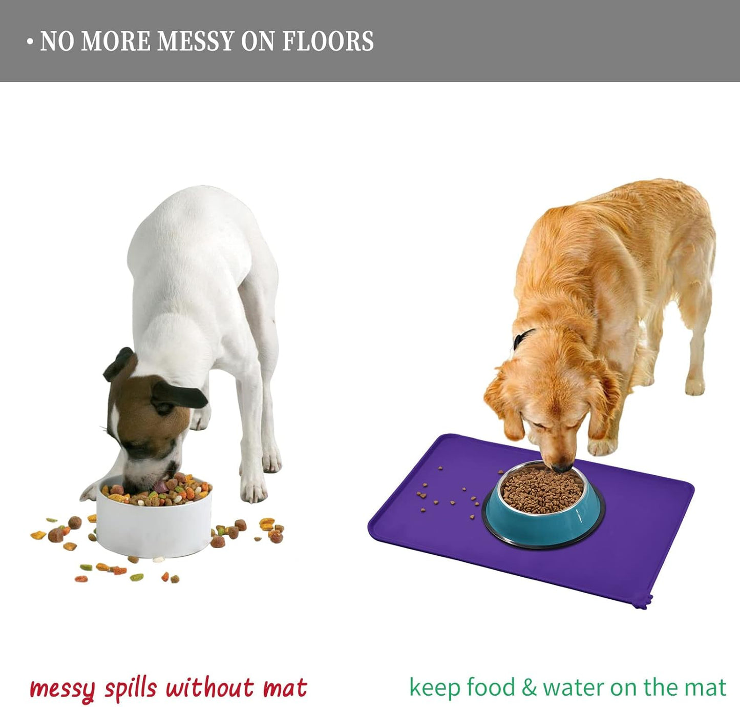 Reopet Waterproof Pet Feeding Mat, Non-Slip Silicone Placemats for Dog Cat Food and Water Bowl, High Raised Edges to Prevent Spills and Protect Floors