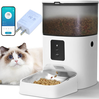 ANDOLL HOME Automatic Cat Feeder, 4L Cat Food Dispenser with 10s Voice Recorder, Pet Feeder up to 8 Meals per Day, Timed Dog Feeder with Dry Food Sealed Ring
