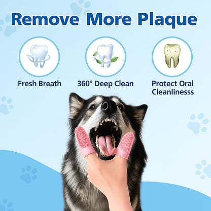 Pet Finger Toothbrush for Adult & Large Dogs, 2 Pack with 800 Soft Bristles, 135 Double Finger Design for Large Pets, BPA Free TPR Silicone Dental Care