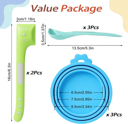 8 PACK Can Lids, Pet Food Can Cover and Food Mixing Spoons Food Canned Scoop, Fits Most Standard Size Dog and Cat Can Tops for Pet Cat Dog Feeding Can and Wet Food Storage