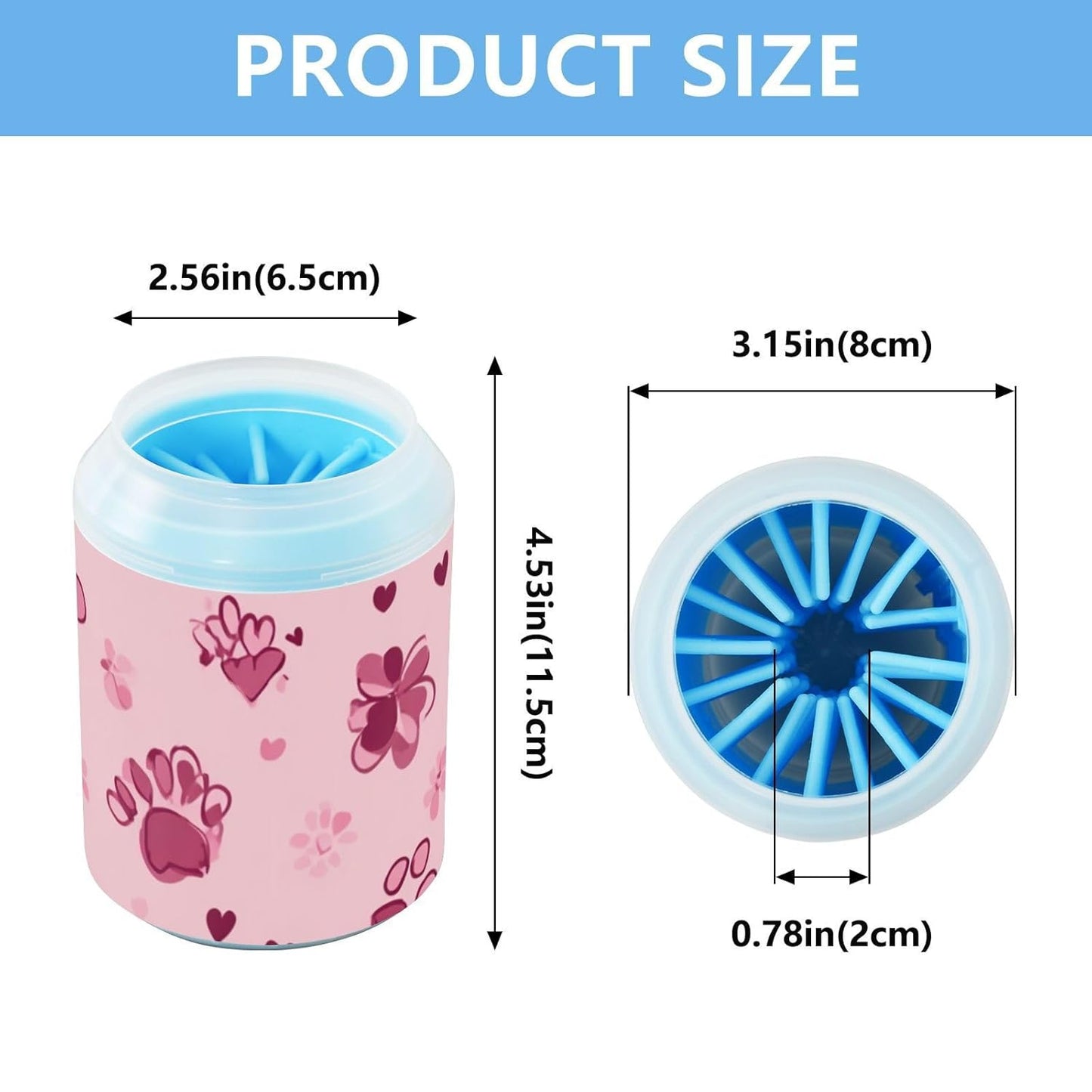 Dog Paw Cleaner Cups for Dogs Pet Foot Washer Paw Scrubber for Medium Small Dogs Cats Cleaning Cup Cute Yellow Fiesta Guitars Cacti and Ethnic Birds