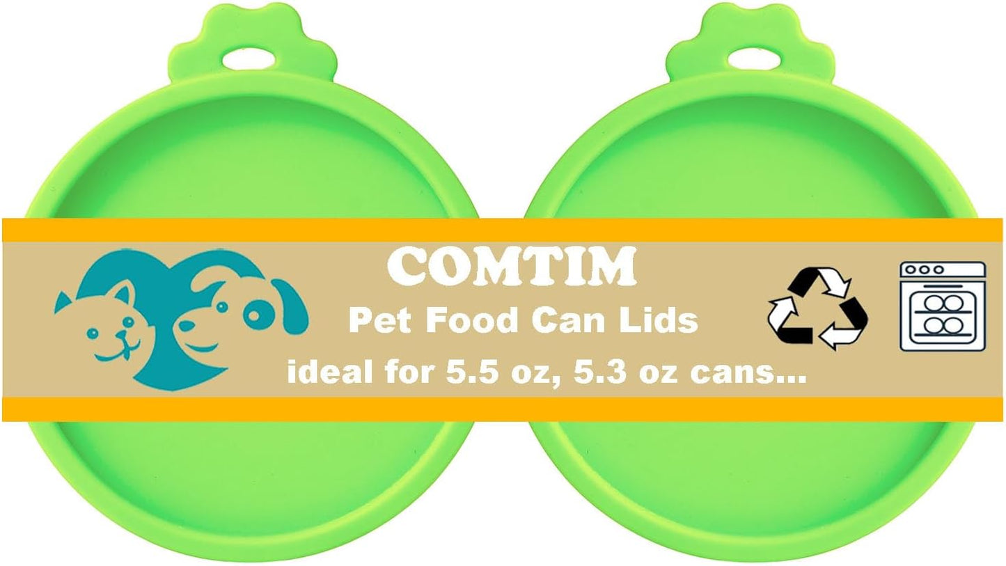 COMTIM Cat Food Can Covers Lids for 5.5 oz Cans, 2 Pack Silicone Cat Food Can Lids for 5.5 oz 5.3 oz Cans...Pet Food Can Covers Reusable Can Toppers Savers for Wet Food