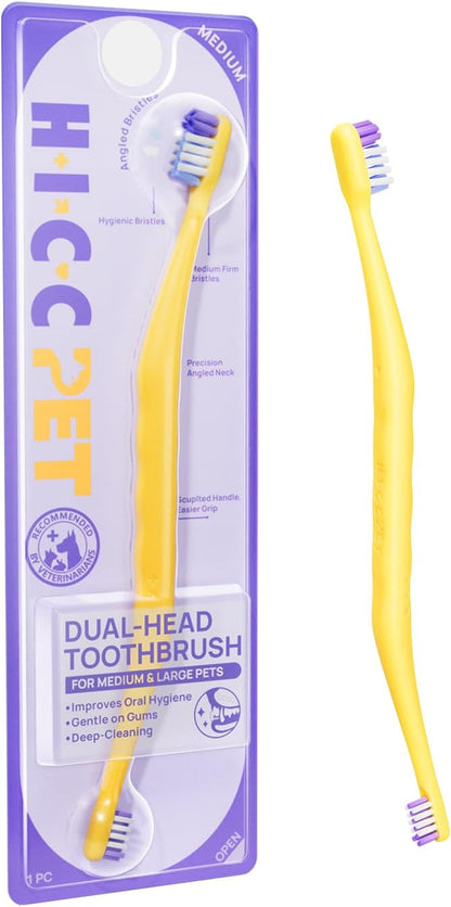 HICC PET Toothbrush for Cats & Small Dogs, Vet-Recommended Ergonomic Pet Toothbrush for Easy Teeth Cleaning, Gentle on Gums, Cat & Dog Dental Care, Improves Oral Hygiene. Toothpaste Not Included