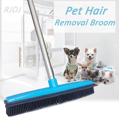 Pet Hair Removal Broom, Pet Hair Removal Tool, Multi-Surface Squeegee Rubber Broom, Rubber Broom Pet Hair Remover, Extendable Pet Hair Remover Broom for Carpet, Mats,Couch (Black)
