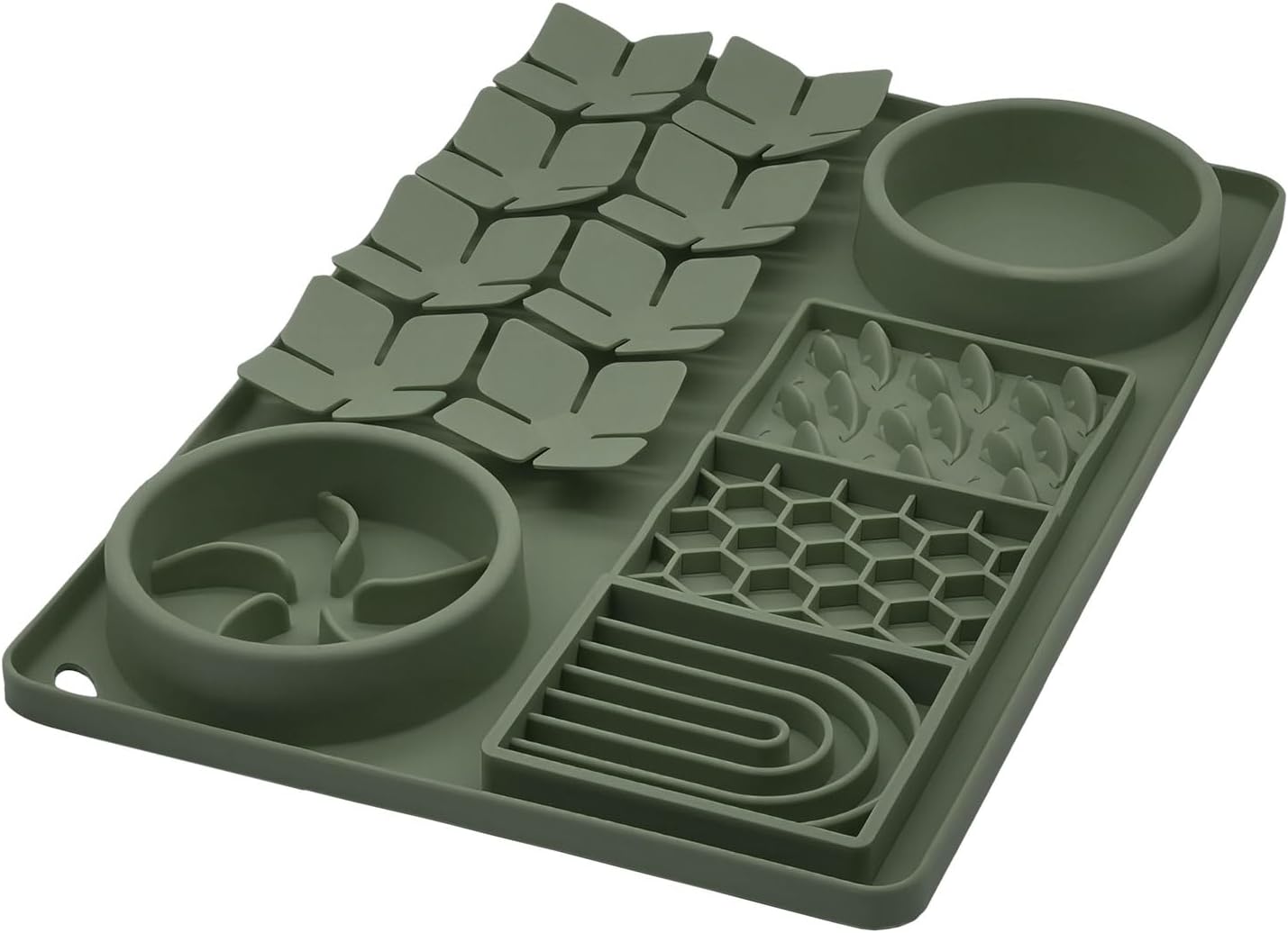 Slow Feeder Bowl, Silicone Lick Mat with Suction Cups for Dog Cat, Snuffle Mat for Pet Smell Training, Puzzle Toys for Bored Puppy, Interactive Sniff Mat for Slow Eating and Keep Busy, Green