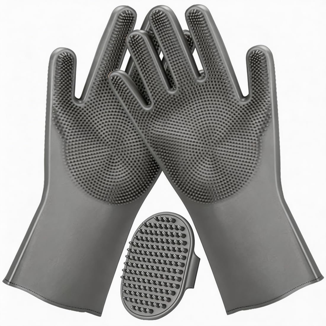 3PCS Dog Bath Supplies - Dog Washing Gloves and Pet Shampoo Brush, Wash Mitt with 3000 Soft Bristles, Adjustable Handle Scrubber for Bath, Massage and Grooming
