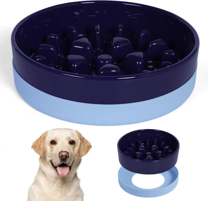 Sted Ceramic Slow Feeder Dog Bowls for Medium Large Breed, Slow Feeding Dog Bowl, Dogs Food Bowls for Fast Eaters, Puzzle Dogs Food Bowl with Silicone Base, Maze Black