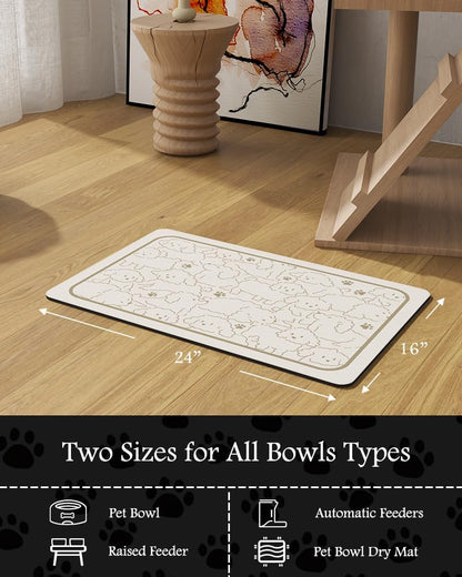 PADOOR Pet Feeding Mat-Absorbent Dog Mat for Food and Water Bowl-No Stains Easy Clean Dog Food Mat-Quick Dry Water Dispenser-Puppy Supplies Accessories