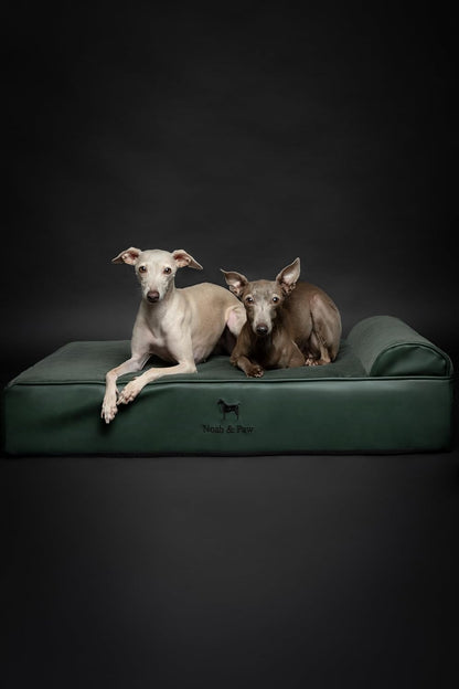 NOAH & PAW Large Dog Bed, 35x25x8.7 Inch, Orthopedic Dog Beds, Eggshell Memory Foam Infused with Cooling Gel, Waterproof, Machine Washable, Includes Inner Cover (Faux Leather)