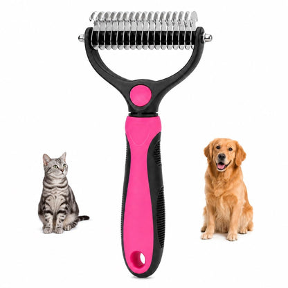 Pet Knotter Dog Grooming, Professional Deshedding Brush Cat Brushes for Shedding Comb Remove Loose Hair Undercoat Fur and Knots Safely Double Sided Dematting Detangler Remover Removing Flea Rake