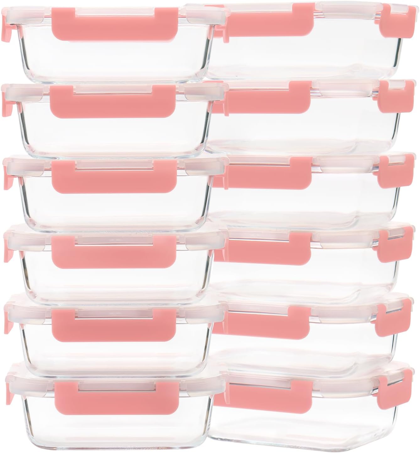 GULFLIN 24-Piece Small Glass Food Storage Containers with Lids Airtight, 1.5 Cup Meal Prep Containers Set, Microwave&Dishwasher Safe, Leak-Proof, BPA-Free, Grey