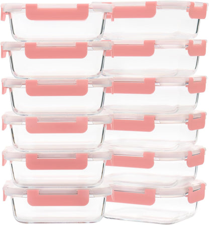 GULFLIN 24-Piece Small Glass Food Storage Containers with Lids Airtight, 1.5 Cup Meal Prep Containers Set, Microwave&Dishwasher Safe, Leak-Proof, BPA-Free, Grey