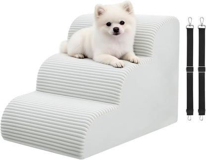 Dog Stairs for High Beds Up to 30" H with Tunnel,Extra Height 27.5" 5-Step Pet Steps for Small Dogs and Cats, Non-Slip Sturdy Dog Ramp with Anti-Tip Safety Strap and Removable Cover