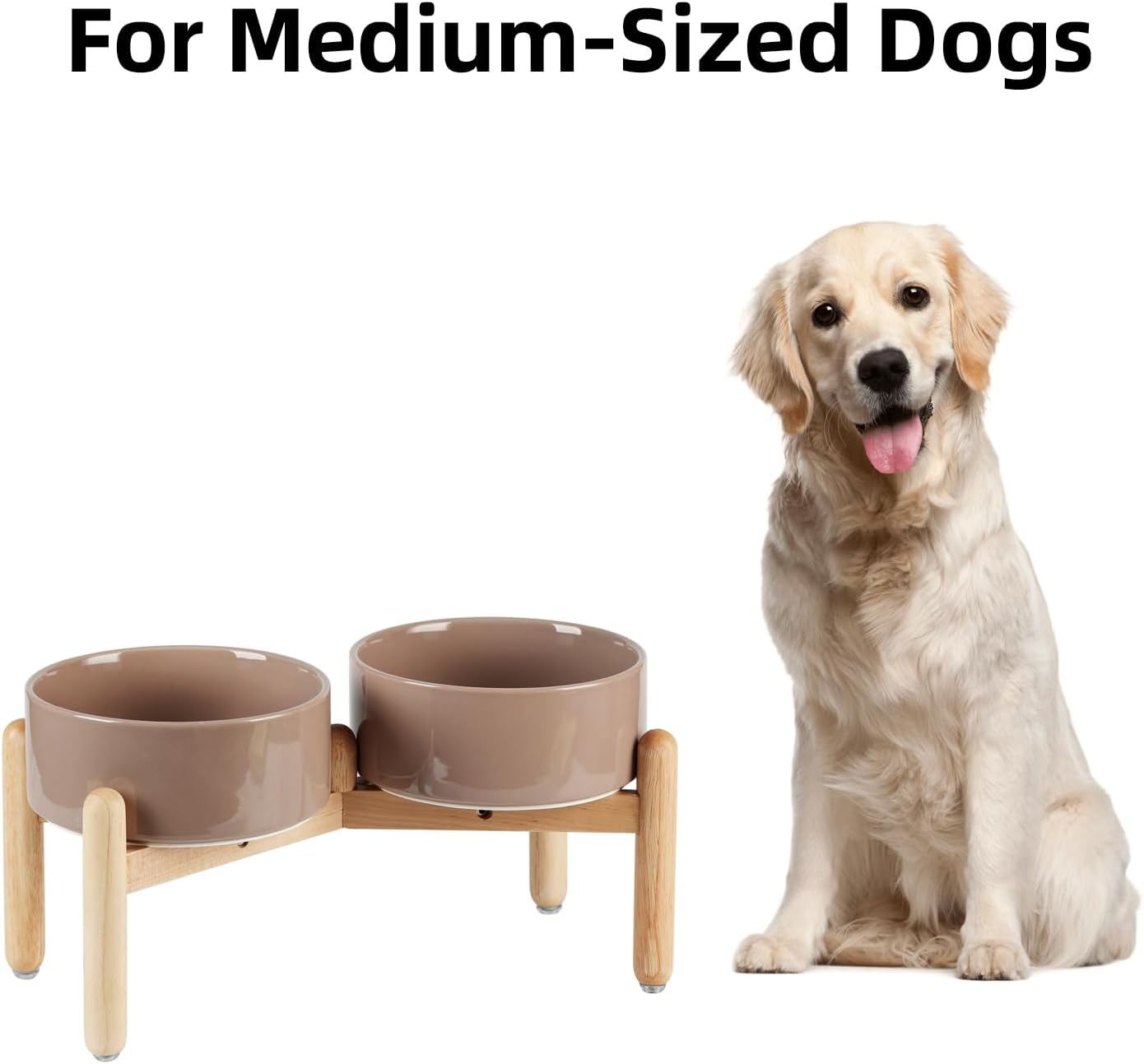 Havniva 8.3inch Ceramic Raised Dog Bowl with Stand, Elevated Dog Bowls for Large Breed Dog Food and Water Bowl Non-Slip Dog Dish Large Capacity Feeding Pet Water Bowl