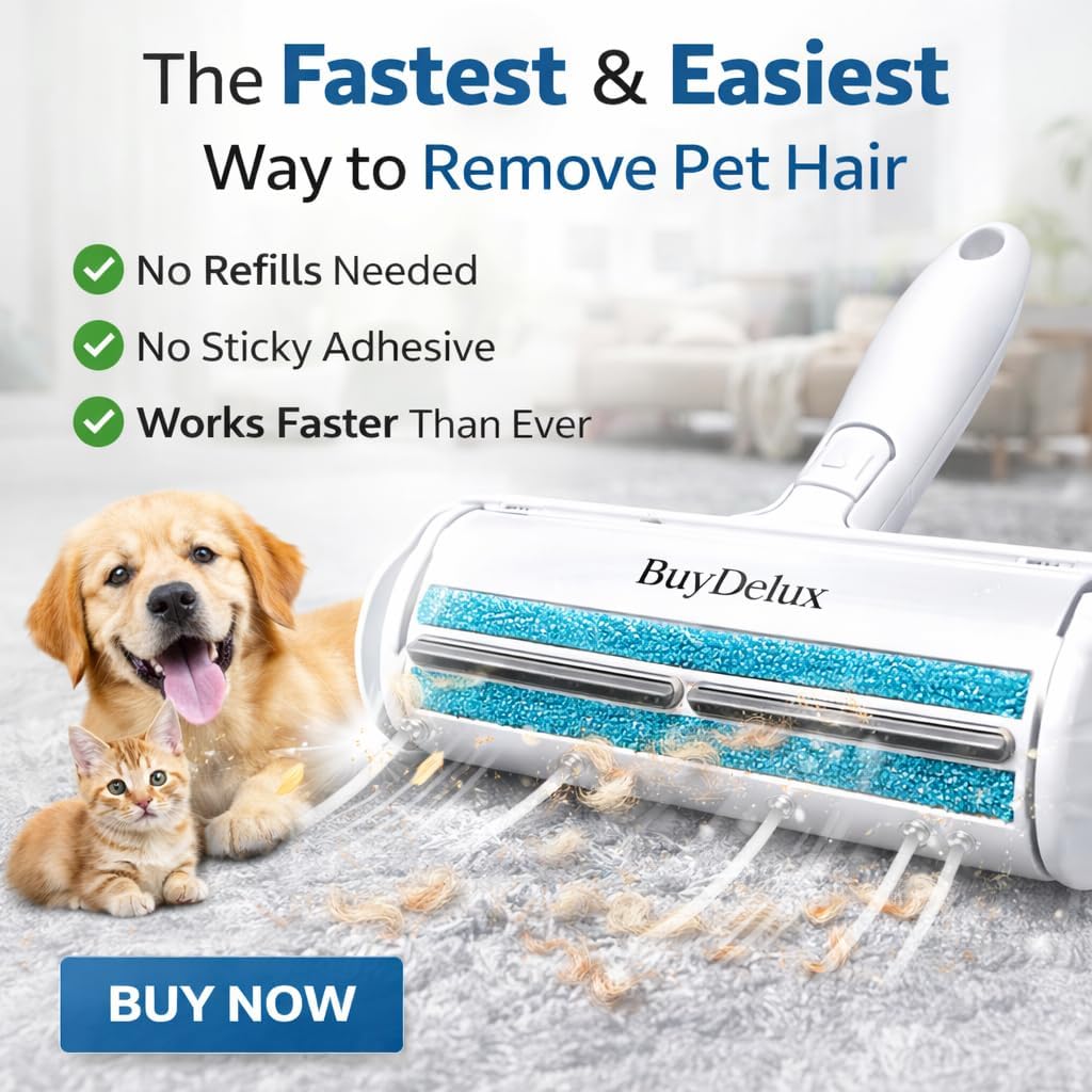Pet Hair Remover Roller, Reusable Self-Cleaning Lint Roller for Dog & Cat Hair, Fur Removal for Furniture Couch Carpet Car Clothes & Bedding, No Sticky Tape or Refills