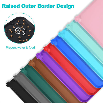 Silicone Waterproof Dog Cat Pet Feeding Mats, Non Slip, Easy Clean Pet Dog Cat Bowl Mats Placemat (18.5" x 11.5") Green