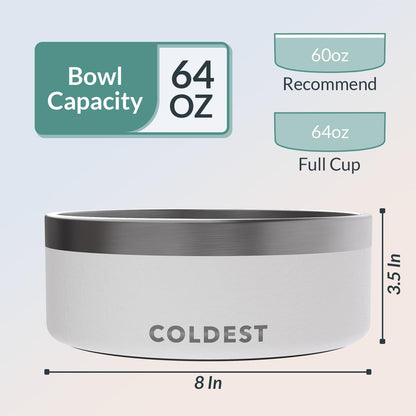 Coldest Dog Bowl - Anti Rust Metal, Non Slip, 3 Layers Insulated Stainless Steel Dog Bowls - Spill Proof & Heavy Duty - Water Bowl for Dogs, Cats & Pets, Dish Washer Safe (21 oz, Stealth Black)