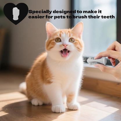 4Pcs Cat & Dog Toothbrush Dual-Head Finger Toothbrush Silicone Dental Brush for Puppy & Kitten Teeth Cleaning