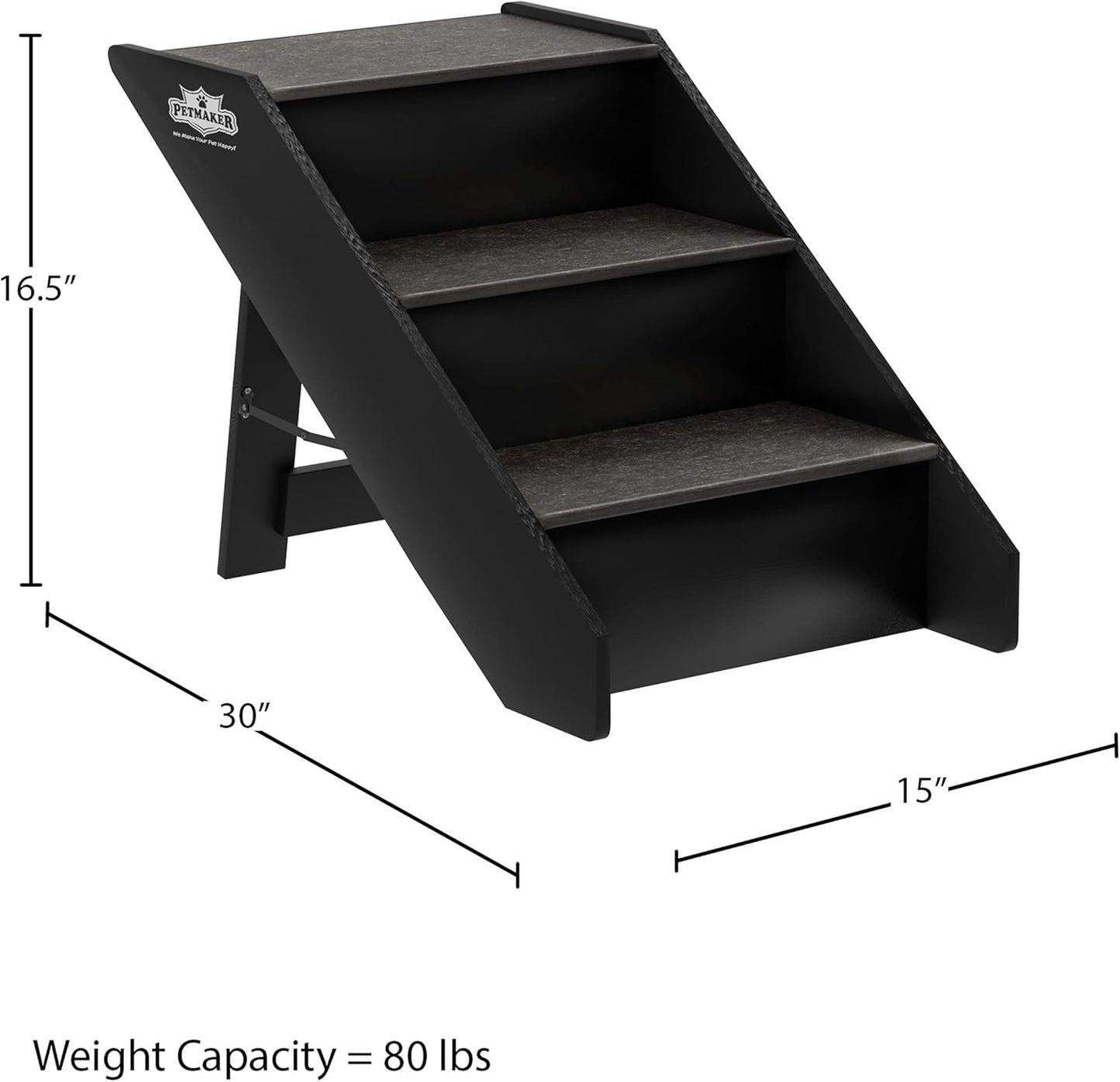 Pet Stairs - Home and Vehicle Foldable Nonslip Dog Steps with 3-Step Design - for Puppies, Kittens, and Other Small Pets by PETMAKER (Gray)