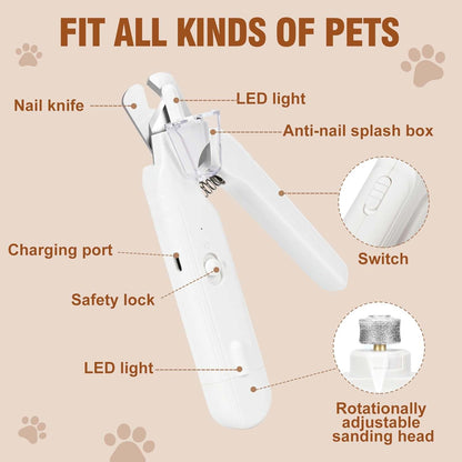 2-in-1 Dog Nail Grinder &Dog Nail Clippers with Light，Cat Nail Clippers ，Ultra-Quiet, USB Rechargeable, Multiple Grinding Methods, and Splash Guard for Large Medium Small Dogs Cats Pets(Green)