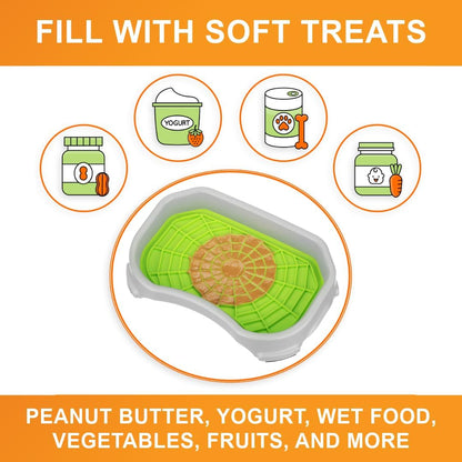Neater Pets Neat-LIK Dog Lick Mat w/Mess-Proof Tray, Lick Mat for Dogs, Cats, Puppy, Reduces Anxiety & Boredom, Peanut Butter Slow Feeder, Interactive Treat Licking Pad (Green/Vanilla Bean)